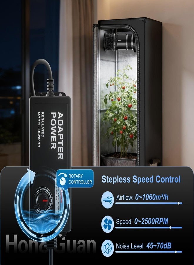 Hon&Guan مروحة تهوية داخلية معززة من هون آند غوان مقاس 8 بوصات مع وحدة تحكم في السرعة - تدفق هواء 623 قدم مكعب في الدقيقة مع استهلاك طاقة منخفض للغاية 44 واط وضوضاء منخفضة - Image 4